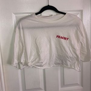 Cropped thrifted white tee
